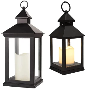 LAMPKA LATARNIA LED CZARNA DO DOMU OGRODU PŁOMIEŃ