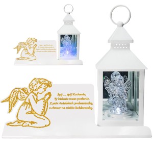 WIECZNA LAMPKA ZNICZ SOLARNY STATUETKA NA CMENTARZ
