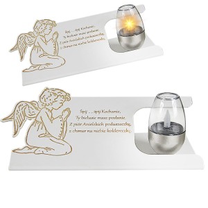 WIECZNA LAMPKA ZNICZ SOLARNY STATUETKA NA CMENTARZ Anioł SZKŁO Akrylowe