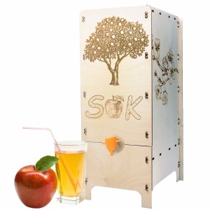 DREWNIANE PUDEŁKO STOJAK NA SOK W WORKU DO 5L