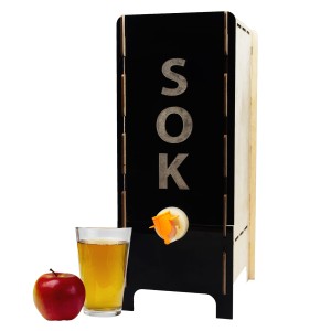 DREWNIANE PUDEŁKO STOJAK  POJEMNIK NA SOK W WORKU CZARNY