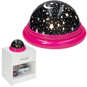 LAMPKA NOCNA RÓŻOWA PROJEKTOR GWIAZD RZUTNIK LED