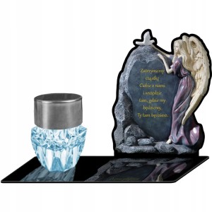 SOLARNY ZNICZ LED Lampka Kryształ Statuetka na Cmentarz GRÓB DUŻA dla Mamy