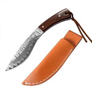 NÓŻ MYŚLIWSKI W POCHEWCE RĘKOJEŚĆ DREWNIANA Z GŁOWNIĄ STAŁĄ FUL TANG