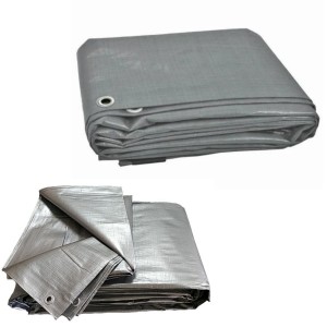 PLANDEKA SREBRNA 2x8M 120g/m2 SUPER MOCNA GRUBA Z OCZKAMI