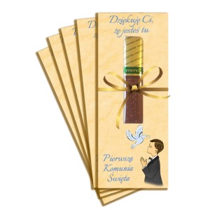 PODZIĘKOWANIA DLA GOŚCI PODKŁADKI POD CZEKOLADKI MERCI NA KOMUNIA 5 SZT