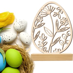 DREWNIANE JAJKO WIELKANOCNE FIGURKA DO STROIKA Z PODSTAWKĄ
