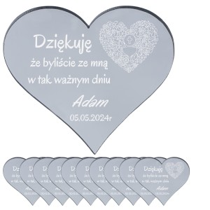 MAGNES PIERWSZA KOMUNIA ŚW. PODZIĘKOWANIA DLA GOŚCI SREBRNE LUSTRO 10 SZT.