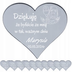 MAGNES PIERWSZA KOMUNIA ŚW. PODZIĘKOWANIA DLA GOŚCI SREBRNE LUSTRO 10 SZT