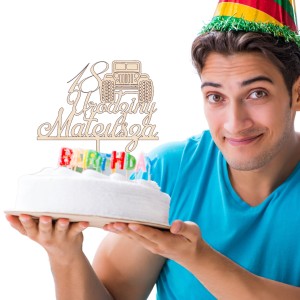 PERSONALIZOWANY TOPPER NA TORT URODZINOWY SAMOCHÓD