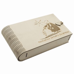 DREWNIANE PUDEŁKO NA ZDJĘCIA I PENDRIVE CHRZEST ŚW