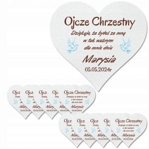 PODZIĘKOWANIA DLA GOŚCI PIERWSZA KOMUNIA MAGNES SERCE DLA CHRZESTNEGO 1SZT