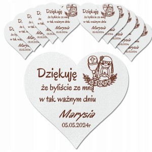 PODZIĘKOWANIA DLA GOŚCI PIERWSZA KOMUNIA MAGNES SERCE 10SZT
