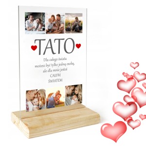 RAMKA ZE ZDJĘCIEM NA SZKLE DZIEŃ OJCA DLA TATY PERSONALIZOWANY PREZENT Urodziny Imieniny