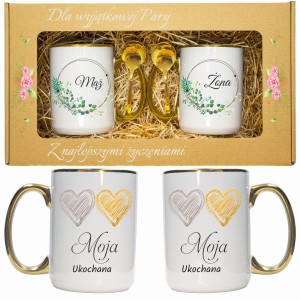 Prezent Na Ślub Ślubny Rocznicę Kubki Mąż Żona kpl 2 Kubków Dla Nowożeńców