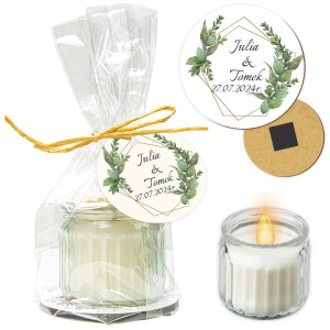 ŚWIECA ZAPACHOWA Z MAGNESEM ZESTAW PODZIĘKOWANIE DLA GOŚCI WESELE