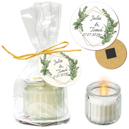 ŚWIECA ZAPACHOWA Z MAGNESEM ZESTAW PODZIĘKOWANIE DLA GOŚCI WESELE