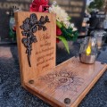 SOLARNY ZNICZ LED STATUETKA NA CMENTARZ GRÓB DUŻA DĄB