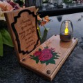 SOLARNY ZNICZ LED STATUETKA NA CMENTARZ GRÓB DUŻA DĄB RÓŻA