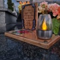 SOLARNY ZNICZ LED STATUETKA NA CMENTARZ GRÓB DUŻA DĄB RÓŻA