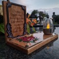 SOLARNY ZNICZ LED STATUETKA NA CMENTARZ GRÓB DUŻA DĄB RÓŻA