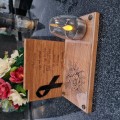 SOLARNY ZNICZ LED STATUETKA NA CMENTARZ GRÓB DUŻA DĄB RÓŻA