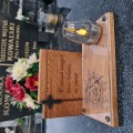 SOLARNY ZNICZ LED STATUETKA NA CMENTARZ GRÓB DUŻA DĄB RÓŻA