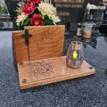 SOLARNY ZNICZ LED STATUETKA NA CMENTARZ GRÓB DUŻA DĄB RÓŻA