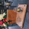 SOLARNY ZNICZ LED STATUETKA NA CMENTARZ GRÓB DUŻA DĄB RÓŻA