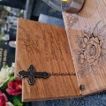SOLARNY ZNICZ LED STATUETKA NA CMENTARZ GRÓB DUŻA DĄB RÓŻA