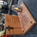SOLARNY ZNICZ LED STATUETKA NA CMENTARZ GRÓB DUŻA DĄB RÓŻA