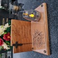 SOLARNY ZNICZ LED STATUETKA NA CMENTARZ GRÓB DUŻA DĄB RÓŻA