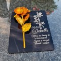 DEKORACJA na grób GRAWEROWANY ZNICZ podstawka na cmentarz RÓŻA DLA DZIADKA