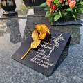 DEKORACJA na grób GRAWEROWANY ZNICZ podstawka na cmentarz RÓŻA DLA MAMY