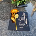 DEKORACJA na grób GRAWEROWANY ZNICZ podstawka na cmentarz RÓŻA DLA TATY