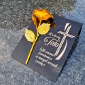 DEKORACJA na grób GRAWEROWANY ZNICZ podstawka na cmentarz RÓŻA DLA TATY