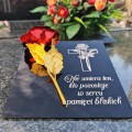 GRAWEROWANY ZNICZ dekoracja na grób WIECZNA RÓŻA  podstawka na cmentarz