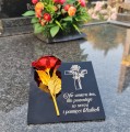 GRAWEROWANY ZNICZ dekoracja na grób WIECZNA RÓŻA  podstawka na cmentarz