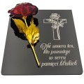 GRAWEROWANY ZNICZ dekoracja na grób WIECZNA RÓŻA  podstawka na cmentarz