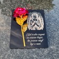 DEKORACJA na grób GRAWEROWANY ZNICZ podstawka na cmentarz WIECZNA RÓŻA
