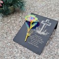 DEKORACJA na grób GRAWEROWANY ZNICZ podstawka na cmentarz WIECZNA RÓŻA