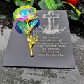 DEKORACJA na grób GRAWEROWANY ZNICZ podstawka na cmentarz WIECZNA RÓŻA