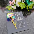DEKORACJA na grób GRAWEROWANY ZNICZ podstawka na cmentarz WIECZNA RÓŻA