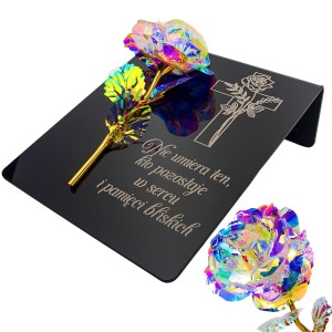 DEKORACJA na grób GRAWEROWANY ZNICZ podstawka na cmentarz WIECZNA RÓŻA DLA MAMY BABCI