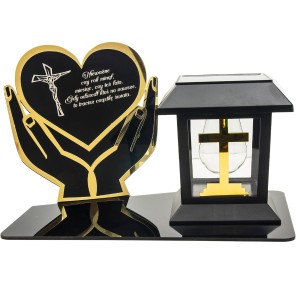 Znicz solarny na Grób LED STATUETKA NA CMENTARZ lampka nagrobna Dłonie