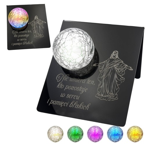 Znicz solarny STATUETKA NA CMENTARZ KOLOROWY LED lampka nagrobna GRÓB DUŻA