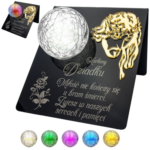 Znicz solarny STATUETKA NA CMENTARZ KOLOROWY LED lampka na grób DLA DZIADKA