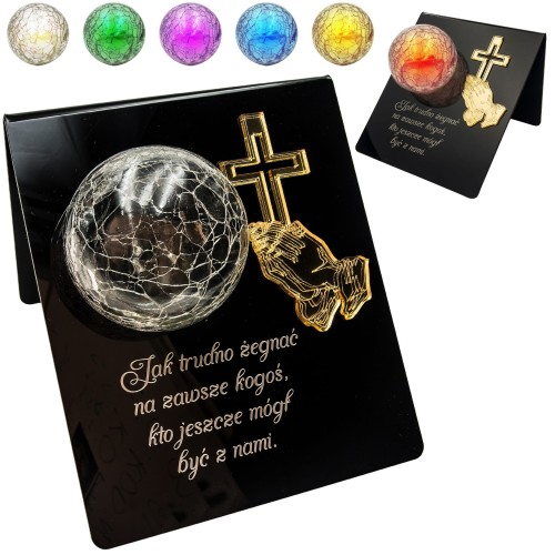 Znicz solarny STATUETKA NA CMENTARZ KOLOROWY LED lampka na grób DUŻY