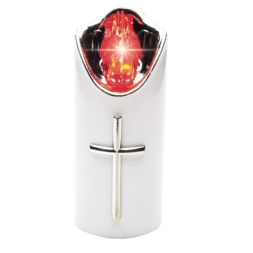 ŚWIECA LED RICO  12.5CM Z BAT. BIAŁA CZERWONY PŁOMIEŃ