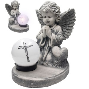 ZNICZ gipsowa figurka NAGROBNA LAMPA SOLARNA LED statuetka na grób